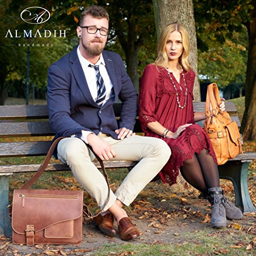 ALMADIH Leder Sitzkissen braun Vintage aus echtem Ziegenleder – 100 % Handarbeit – Pouf Sitzhocker Ottoman orientalische marokkanische Lederkissen Ledersitzkissen Bodenkissen Lederhocker Sitzsack Pouffe Kissen (braun Vintage) - 7