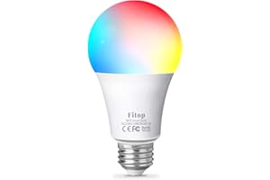 FITOP Alexa Bombilla Lámpara Inteligente E27, Lámpara WLAN LED Compatible con Alexa/Google Home, 9W, Regulable Blanco Cálido-Blanco Frío y Multicolor, Control mediante APP, 1 Paquete