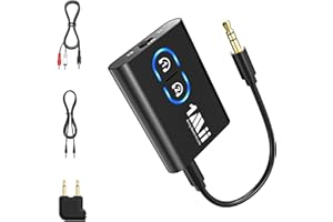 ‎1MII 1Mii ML300 Bluetooth 5.3 Audio Transmitter & Receiver, aptX Low Latency/HD/Adaptive, 3,5 mm AUX Klinke, Dual Pairing für 2 Kopfhörer, TV Flugzeug Stereoanlage Lautsprecher