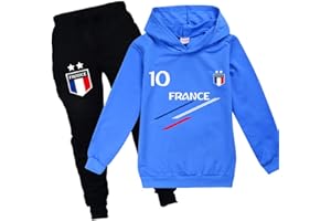 Xpialong Jogging Survêtement De Football France 2 étoiles Enfant sweat à capuche filles printemps garçons