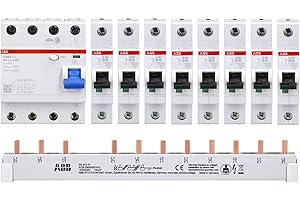 ABB Set 1x FI F204A-40/0,03 + 8x ABB LS-Schalter S201-B16 + 1x PS3/12+FI ablängbar Sammelschiene