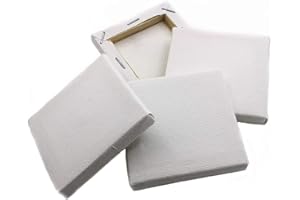 MD MUZ 4 Panneaux de Toile vierges encadrés 7x7 cm Carré Petit Tendu 100% Coton pour les Artistes Peignant à l'Acrylique, l'Huile/'Eau Double Apprêt Pré-Tendu Idéal pour les Empreintes Main/Pieds Bébé