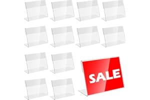 DOAFOCE 30Pcs Price Display Holder L Shape Clear Acrylic Price Card Tag Acrylic Sign Display Holder Display Stands Small Price Name Card Tag for Shopping Malls,Supermarket, Hotel,Office(8 * 5.2 cm)