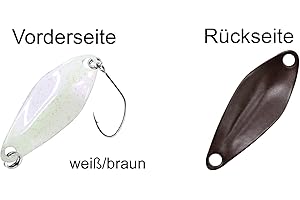 FISHING TACKLE MAX FTM Spoon Tremo 2, 9cm - Forellenblinker zum Ultra Light Angeln auf Forellen, Forellenköder zum Spinnangeln, Spinnköder, Blinker, Farbe:weiß/braun, Gewicht:2, 3g