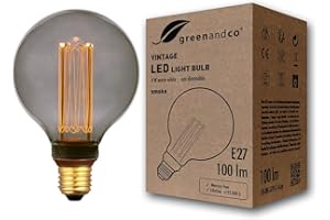 greenandco Ampoule à LED Décorative Style Vintage | E27 G95 | gris fumé | 4W 100lm | 1800K blanc très chaud | 320° | 230V | aucun scintillement | non-dimmable