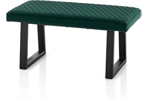 ‎TUKAILAI TUKAILAI Sitzbank esszimmer 100cm, Sitzbank Flur Esszimmerbank Garderobenbank Bettbank Polsterbank Küchenbank mit Samt Sitzkissen und Metallbeinen,für Esszimmer Garderobe Küche Schlafzimmer (Grün)