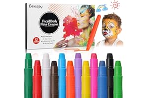 ‎BEESJUY Beesjuy 12 Farben Schminkstifte für Kinder, Abwaschbare Kinderschminke, Sicher und Ungiftig, Babybauch Bemalen Farbe, für Halloween/Geburtstagsfeie/Neujahr /Weihnachten/Fasching, Einfach zu Verwenden