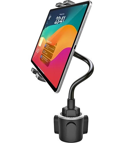 GDZN – Support Tablette Pour Voiture (porte-gobelet) – Bras En Métal, Rotation 360° – Pour IPad, IPhone, Galaxy, Appareils 4 à 13″ – Compatible Pick-up, SUV