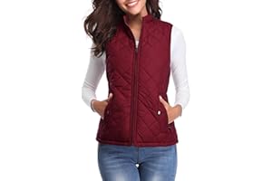 fuinloth Manteaux Sans Manches Femme, Léger Automne Doudoune Zippé Veste Hiver Gilet