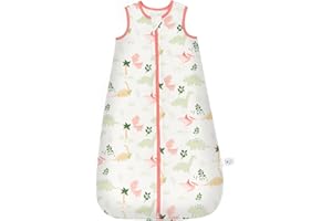 LILBESTIE Baby Sleeping Bag 1.0 TOG, Cotton Baby Sleep Bag Newborn Sleep Sack Sleeveless Sleep Sack 12-18 Months for All Seasons, Dinosaur