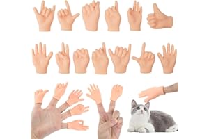 TOPCZY 13Stks Lustige Kleine Hände Finger Requisiten, Interaktives Winzige Hände Fingerpuppen, Mini Gummihände Als Scherzspielzeug, Miniatur Linke und Rechte Tiny Hands für Katzen Haustiere Spielparty