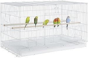 Yaheetech Grande Cage à Oiseaux empilable avec perchoirs pour perroquets, perruches et Autres Oiseaux 77,5 x 46 x 46,5 cm Blanche
