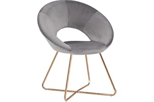 ‎DUHOME Duhome Esszimmerstuhl Schminktisch Stuhl Wohnzimmerstuhl Samt Sessel Küchenstuhl Polsterstuhl mit Gold Metallbeine, Grau