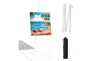 Hniuyun White Easel Stand for Wedding Sign & Poster, Collapsible Portable Easel Tripod,168cm Tall Adjustable Metal Display Stand for Display Show, Painting, Canvas