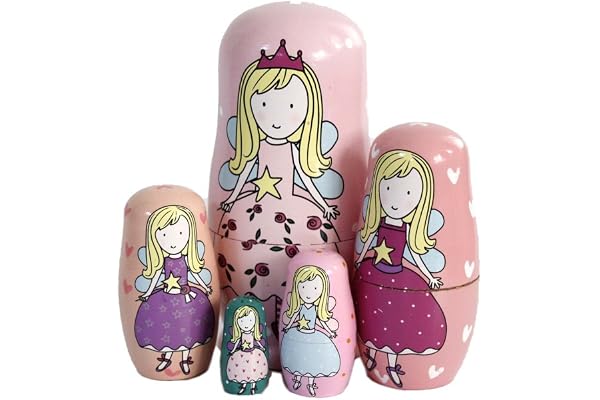 Oostifun Gobus en Bois Poupée De Nidification Poupées Russes Russe Ensembles pour Décoration de Bureau À Domicile Enfants Cadeaux (Anges Roses)