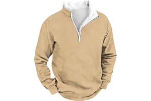 uxxnjfg Pull Homme Hiver Chaud Col Roulé Sweat-Shirt Sweat sans Capuche Marque Laine 1/4 Zippé Pull Manche Longue Mode Travail Sweatshirt