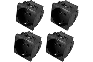4 Pezzi di Presa Schuko 2P+T 16A Compatibile con Bticino Living, MOKEKA di Alta Qualità, Prezzo Eccellente (Nero, Presa Schuko)