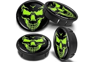 SkinoEu 4 x 60mm Coprimozzi Coprimozzo per Centro Universale Copricerchi Tappi per Ruote Cerchi in Lega Cranio Teschio CX 59