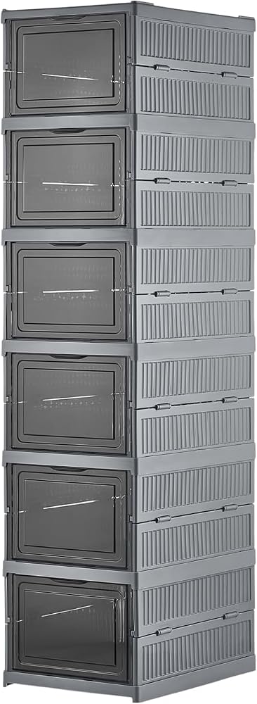 Coverest 6 Katlı Katlanabilir Organizer, Çok Amaçlı Ayakkabılık, Taşınabilir Portatif, 25.5 x 34.5 x 105 cm (ANTRASİT)