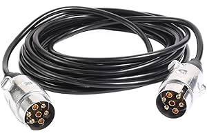 Feuunly 6,5M Rallonge Remorque, Alliage d'aluminium Prise 7 Broches Male Rallonge Cable Remorque 12V, Rallonge 7 Broches Remorque pour Véhicule Camions Voiture RV Tracteur (6,5M Rallonge Remorque)