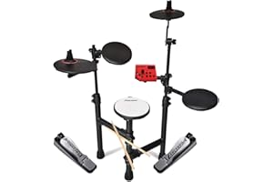 Carlsbro CLUB100 5-Piece Beginner Electronic Drum Kit with Adjustable Sounds & Effects, Ideal Childrens Electric Drum Set, Compact Keyboard for Learners, 50 Lessons Included