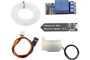 Heevhas Automatische Bewässerung DIY Kit Bewässerungssystem, 1 Kanal 5 V Relais Modul + Kapazitiv Bodenfeuchtesensor + Horizontal Mini Wasserpumpe + 1M PVC Schlauch für Arduino