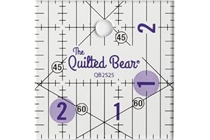 The Quilted Bear Righelli per trapuntatura, acrilico trasparente antiscivolo, per trapuntatura, patchwork e cucito, con linee nere trasparenti e angoli di 30, 45 e 60 gradi (6,3 x 6,3 cm)