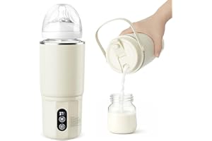 Tragbarer Flaschenwärmer - 2-in-1 Babyflaschenwärmer Schnelles Aufheizen Muttermilch und Wasser, Pasteurisierung, 24 Stunden konstante Temperatur für den Ganzen Tag (Beige)