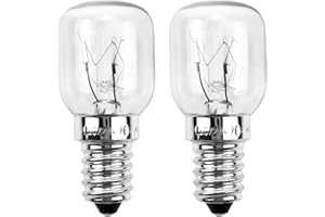 EVOGES Oven Light Bulb E14 SES Small Edison Screw, 300°C Heat-Resistant, Incandescent Warm White Ideal for Ovens, Cooker Hoods & Microwave Ovens – Pack of 2 (25.0 Watts)