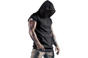 Lomon Herren Tank Top Muskelshirt Ärmelloser Hoodie Sport Tanktop Fitness Gym Shirt mit Handytaschen