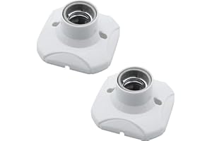 CYUAOAO 2Pcs E27 Light Bulb Socket Holder Screw square Ceramic Lamp Base for Bulb Halogen LED Lighting DIY Energy Saving Lamps Ceiling Socket White