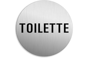 OFFORM DESIGN Targhetta per Porta - Toilette Targa Ø 75 mm Alluminio spazzolato auto-adhesiva