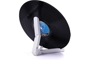 MAYRECORDS Espositore per dischi in vinile, pieghevole, antiscivolo, multifunzionale, per LP e album, da tavolo, in plastica, colore: bianco