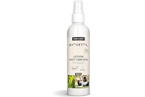 Biovetol - Agit sur Les Mauvaises odeurs du Pelage - Neutralise Les Mauvaises Odeurs du Chien et du Chat- Lotion sans Rinçage - Bio Certifiée Ecocert - 240 ML