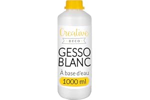 Creative Deco Additif Gesso Acrylique Blanc | 1L | Sous-Couche | Apprêt et Préparation Liquide de la Peinture Acrylique | Couverture Parfaite | Idéal pour Bois, Papier, Verre | Non-Jaunissant