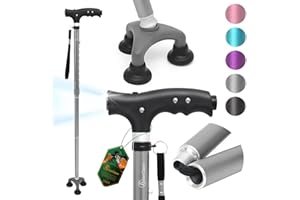 BeneCane Laska do chodzenia, regulowane składane laski i laski do chodzenia dla mężczyzn i kobiet - światło LED i łatwy uchwyt dla seniorów z zapaleniem stawów