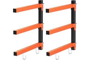 Ronlap Holzregal mit 3 Ebenen, Wandmontage Metallregal Holzaufbewahrung 50 KG Tragfähigkeit pro Ebene, Werkstattregal 2 Pack, Orange