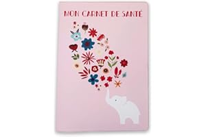 Nemau - Protège Carnet de Santé Enfant en Gomme Expansée – Fabriqué en France - Étui Carnet Bébé Fille ou Garçon - Format Maternité Standard - Idée Cadeau Naissance - Modèle Eléphant Rose