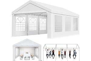 Homall Heavy Duty 4m x 6m Marquee Gazebo with Sidewalls, Waterproof PE Canopy, Galvanised Steel Frame Party Tent for Weddings, Events, Outdoor Use, White