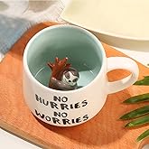 LOZACHE 3D Animal Sloth Coffee Mug Cup, 12oz Funny Cartoon Handmade Figurine Milk Tea Cup, Xmas Birthday Gifts for Friends Ki