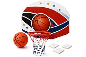 Toyana Wall Mounted Basketball Hoop Set for Kids with Backboard & Mini Basket Ball & Rim Net, Over the Door Ring, Indoor Bedroom Sports Game Activity Toy Gift Set for Children Ages 3+ Years