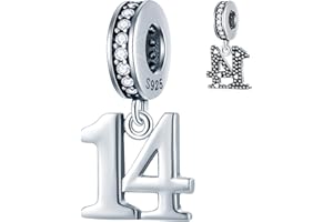 GLOWDAS 10 to 25 28 30 31 33 35 36 40 45 50 55 60 65 70 75 80 Birthday Charms, fits European Anniversary Bracelet/Necklace, 925 Sterling Silver Number Pendant Beads, Gifts for Lover/Family/Friends