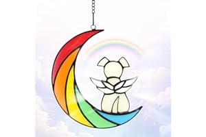 JUSJUBR Moon Angle Dog Memorial Gifts, Acrylic Pet Bereavement Gifts Window Hangings Suncatcher Decoration, Dog Ornaments, Pet Memorial PlaquesSuitable for Home Garden Porch