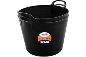 BEST HOUSE ANOTHER FINE PRODUCT Best House | 2 Pcs of Flexi Tub with Handles | 42 Litres | Black | Garden Tubs | Plastic Storage Container for Home, Washing, Garden Waste and DIY Projects - (Pack of 2)