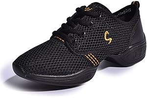 Uhclrr Chaussures De Danse Femmes Modern Soft Bottom Jazz Sneakers Aerobics Respirant Et Léger Femmes Danse Fitness Sport(40 EU, Black)