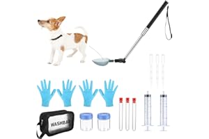 Kanayu 17 Pcs Dog Urine Collector Dog Urine Collection Pack, Include Telescopic Dog Urine Sample Catcher, Urine Sample Cups, Pipettes, Vials and Syringe for Pet Pregnancy Pee Test, Veterinary Supplies