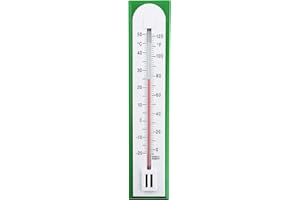 Thermometer World Thermomètre précis pour une utilisation en tant que thermomètre de température ambiante dans la maison, le bureau, le jardin ou la serre. Fixation murale en vert et blanc