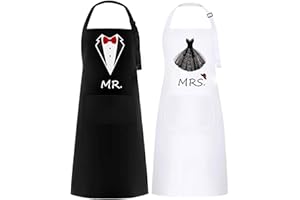 umboom 2 Mr & Mrs Delantal, Divertidas Parejas Delantal, Impermeable Ajustable Delantal con 2 Bolsillo, Regalo para Novia y Novio, Boda, San Valentín, Compromiso, Aniversario, Navidad (Bridal Set)