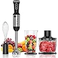 AFRA Hand Blender Set, 1200W (Powerful), 4 in 1, Stainless Steel, 2 Speed, Black & Silver, Chopper, Whisk, Mixing Cup, GMARK, ESMA, RoHS, And CB, AF-1240BLSSET, With 2 Years Warranty