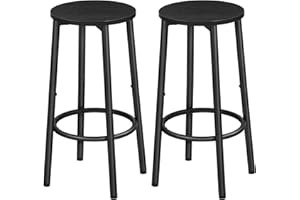 HOOBRO Set di 2 Sgabelli da Bar, Taburete de Encimera de Cocina con Reposapiés, Sgabelli da Bar de Estilo Industrial, Adecuado para Cocina, Restaurante, Bar y Sala de Fiestas, Nero EBK03BY01N1